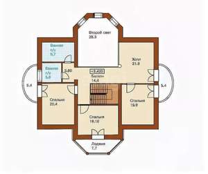 Дом 238м&sup2;, 2-этажный, участок 6 сот.  