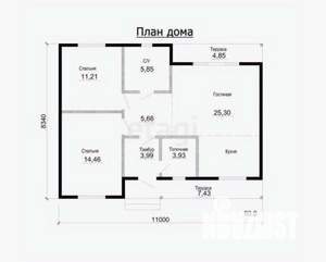 Дом 85м², 1-этажный, участок 6 сот.  