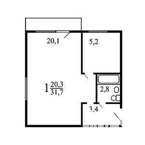 1-к квартира, на длительный срок, 33м2, 1/9 этаж