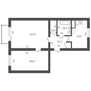 2-к квартира, на длительный срок, 45м2, 7/9 этаж