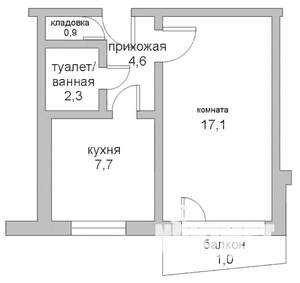 1-к квартира, на длительный срок, 33м2, 5/9 этаж