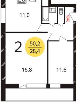 2-к квартира, на длительный срок, 50м2, 11/16 этаж