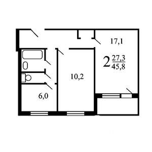 2-к квартира, на длительный срок, 47м2, 9/9 этаж