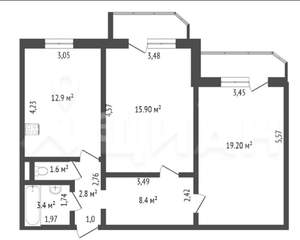 2-к квартира, на длительный срок, 68м2, 3/9 этаж