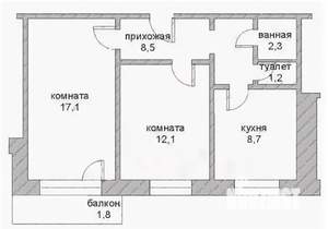 2-к квартира, на длительный срок, 50м2, 4/9 этаж