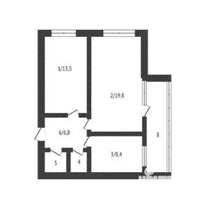 2-к квартира, на длительный срок, 52м2, 2/12 этаж