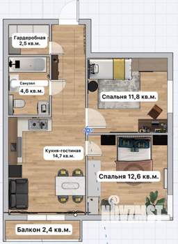 2-к квартира, вторичка, 53м2, 8/10 этаж