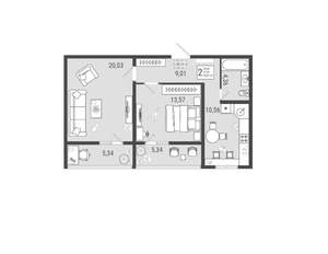 2-к квартира, строящийся дом, 63м2, 4/9 этаж