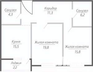 2-к квартира, строящийся дом, 75м2, 10/15 этаж