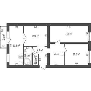 3-к квартира, вторичка, 63м2, 1/9 этаж