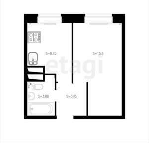 1-к квартира, вторичка, 40м2, 17/19 этаж