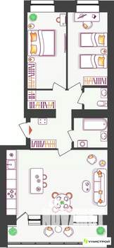 2-к квартира, вторичка, 67м2, 4/11 этаж