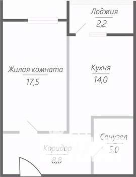 1-к квартира, строящийся дом, 48м2, 4/15 этаж