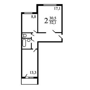 2-к квартира, вторичка, 54м2, 9/10 этаж