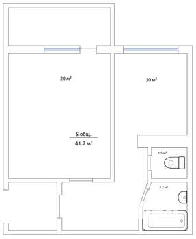 1-к квартира, вторичка, 42м2, 8/10 этаж