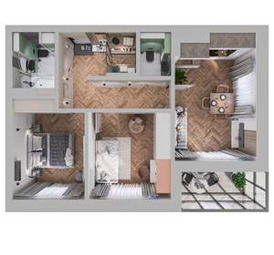 2-к квартира, вторичка, 63м2, 1/10 этаж