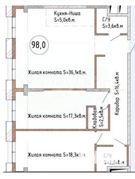 3-к квартира, вторичка, 98м2, 6/13 этаж