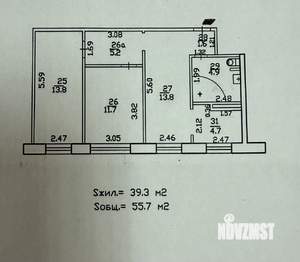 3-к квартира, вторичка, 56м2, 1/5 этаж