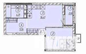 1-к квартира, строящийся дом, 38м2, 1/9 этаж