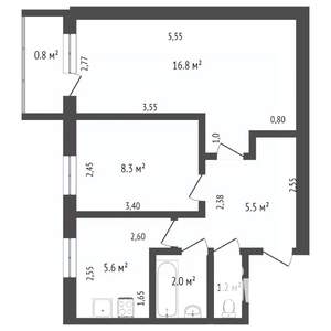 2-к квартира, вторичка, 40м2, 2/4 этаж