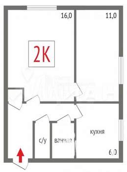 2-к квартира, вторичка, 41м2, 5/5 этаж