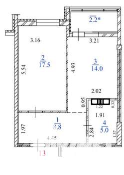 1-к квартира, строящийся дом, 48м2, 4/15 этаж