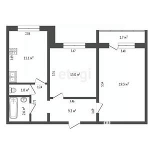 2-к квартира, вторичка, 56м2, 8/10 этаж