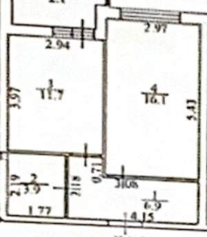 1-к квартира, вторичка, 41м2, 17/19 этаж