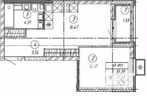 1-к квартира, строящийся дом, 38м2, 1/9 этаж