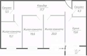 3-к квартира, строящийся дом, 100м2, 9/15 этаж