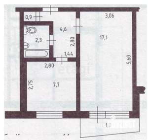 1-к квартира, вторичка, 33м2, 6/9 этаж