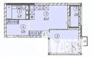 1-к квартира, строящийся дом, 38м2, 2/9 этаж