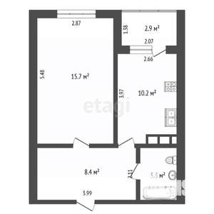 1-к квартира, вторичка, 38м2, 3/8 этаж