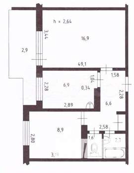 2-к квартира, вторичка, 46м2, 15/16 этаж