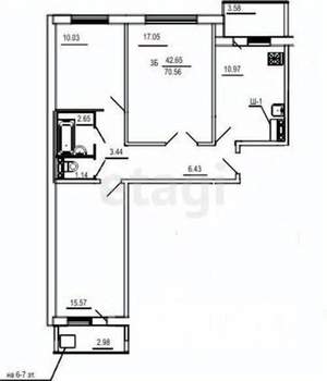 3-к квартира, вторичка, 68м2, 2/9 этаж