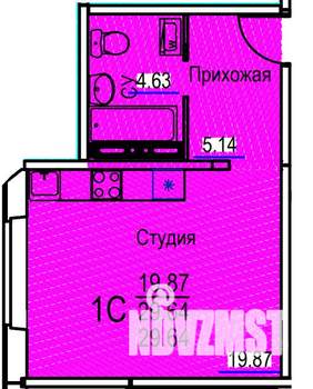 Студия квартира, сданный дом, 30м2, 3/7 этаж