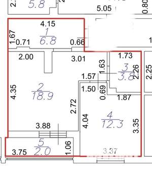 1-к квартира, вторичка, 45м2, 7/9 этаж