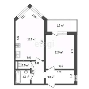 1-к квартира, вторичка, 43м2, 5/5 этаж