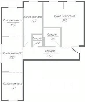 4-к квартира, строящийся дом, 138м2, 3/15 этаж
