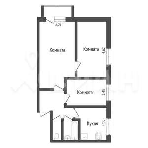 3-к квартира, вторичка, 51м2, 1/5 этаж