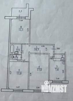 3-к квартира, вторичка, 65м2, 9/9 этаж