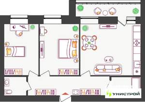 2-к квартира, вторичка, 69м2, 1/11 этаж
