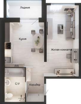 1-к квартира, вторичка, 43м2, 5/13 этаж