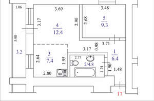 2-к квартира, вторичка, 40м2, 3/14 этаж