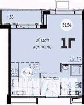 1-к квартира, строящийся дом, 32м2, 6/15 этаж