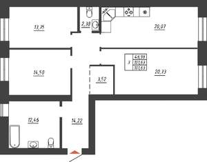 3-к квартира, вторичка, 102м2, 7/10 этаж
