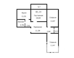 3-к квартира, вторичка, 80м2, 1/9 этаж