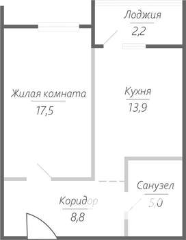 1-к квартира, строящийся дом, 47м2, 5/15 этаж