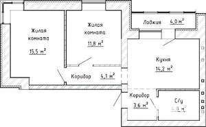 2-к квартира, вторичка, 57м2, 8/8 этаж