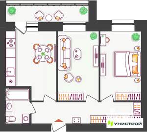 2-к квартира, вторичка, 54м2, 1/11 этаж